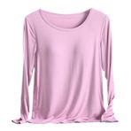 Cicilin Kadın Uzun Kollu Sütyen Pedli Üstler Günlük Hafif Kazak Gevşek Sweatshirt Kadınlar için Temel Bluz Tişört, pinguin gri, M