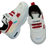 CİCİMO 007 Numara 28 Patik Cırtlı Alt Topuk Işıklı Ünisex Çocuk Sneaker Ayakkabı BEYAZ_KIRMIZI_SİYAH (Beyaz_Kırmızı_Siyah, 28)