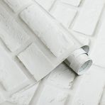 CiCiwind Kendinden Yapışkanlı Duvar Kağıdı Beyaz Taş Görünümlü 41 x 300 cm Su Geçirmez Mobilya Filmi Duvar Kağıdı 3D Kendinden Yapışkanlı Vinil Duvar Kağıdı Oturma Odası Yatak Odası