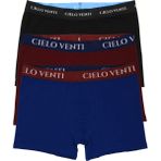 Cielo Venti Night Collection | 3'lü Organik Pamuk Erkek Boxer | Kraft Kutu - Siyah - Mavi - Bordo - 2XL