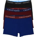 Cielo Venti Night Collection | 3'lü Organik Pamuk Erkek Boxer | Kraft Kutu - Siyah - Mavi - Bordo - XL