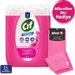 Cif Çok Amaçlı Yüzey Temizleyici Orkide Bahçesi 5 L + Silver Home 40X40 cm Süper Emici Mikrofiber Kurulama Bezi Pembe Hediyeli - 40 x 40 cm