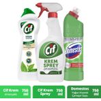 Cif Domestos Dağ Esintisi Çamaşır Suyu + Cif Krem + Cif Krem Sprey - 750 ml