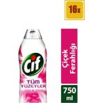 Cif Jel Tüm Yüzeyler Çiçek Ferahlığı 750 ml 16'lı Set
