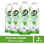 Cif Jel Yüzey Temizleyici Tüm Yüzeyler Bahar Ferahlığı Çamaşır Suyu Katkılı 750 ML x4