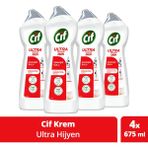Cif Krem Yüzey Temizleyici Çamaşır Suyu Katkılı Ultra Hijyen 675 ml 4 Adet - 750 ml