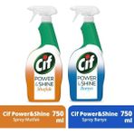 Cif Sprey Temizleyici Power & Shine Banyo 750 Ml+ Power & Shine Sprey Temizleyici Mutfak Yağ Çözü