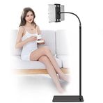 Çift Ağırlıklı Tablet Zemin Standı 360 Derece Dönebilen Metal Tablet Tutucu Esnek Gooseneck Tutucu iPad Mini Air Pro, Tüm Cep Telefonları iPhone ve Tabletler için Uzun Kol (4,5-12,9 inç)