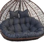 Çift askılı sepet, sandalye salıncak minderi, dış mekanlar için, 2 kişilik elektrikli sandalye için, koyu gri, 170 x 120 cm