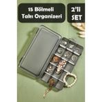 Çift Bölmeli Takı Kutusu, Ayarlanabilir, Şeffaf ve Şık Tasarım - Ahşap