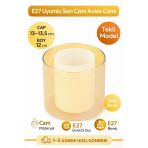 Çift Cam Bal Rengi Avize Camı ( Çapı 13,5Cm-Boyu 12 Cm) E27
