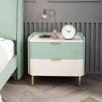 Çift Çekmeceli Komidin Konik Ayaklar Mobilya Depolama Dolabı Küçük Alanlar Yatak Odası ve Oturma Odası Kompakt 2 Çekmeceli Tasarım Modern Stil (40x40x48cm Renk: Stil 15)
