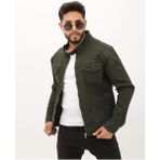 Çift Cep Fermuarlı Asit Mavi Hakim Yaka Erkek Casual Kot Ceket - 2XL