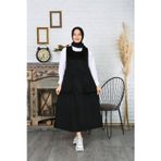 ÇİFT CEPLİ SALOPET KADİFE ELBİSE