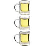 Çift Cidarlı Borosilikat Cam Nescafe,latte,filtre Kahve, Bitki Çayı Kupası 200 Ml 3 Adet-1837 Krem