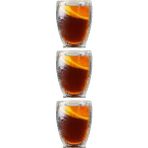 Çift Cidarlı Buzlu Kahve - Latte - Çay Bardağı Seti - Cam Kupa Seti 300 Ml x 3 Adet 2221