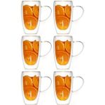 Çift Cidarlı Kahve,latte,meşrubat Cam Kupa Seti 400 Ml 6 Adet 2039 Bej