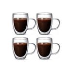 Çift Cidarlı Latte,kahve,meşrubat,bitki Çayı Cam 300 Ml Kupa Seti 4 Adet 2038 Bej
