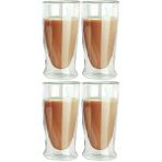 Çift Cidarlı Uzun Cam Kokteyl -meşrubat-latte Bardağı 350 Ml 4 Adet 2323 Beyaz