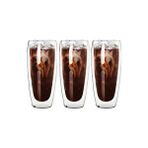 Çift Cidarlı Uzun Meşrubat,kokteyl,latte 320 Ml Cam Bardak Seti 3 Adet 2324 Bej