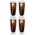 Çift Cidarlı Uzun Meşrubat,kokteyl,latte 320 Ml Cam Bardak Seti 4 Adet 2324 Bej