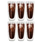 Çift Cidarlı Uzun Meşrubat,kokteyl,latte 320 Ml Cam Bardak Seti 6 Adet 2324 Bej