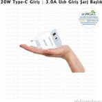 Çift Çıkışlı PD Şarj Adaptör DPQ20B 20W Type-c Giriş 3.0A Usb Giriş Şarj Başlık iki çıkışlı adaptör
