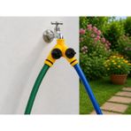Çift Çıkışlı Vanalı Musluk Adaptörü 1/2" - 3/4" | Bahçe Hortumu Y Bağlantı Aparatı | Bağımsız Su Kontrolü