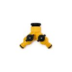 Çift Çıkışlı Vanalı Musluk Adaptörü, 1/2 ve 3/4 Uyumlu, Sarı, DMX4279