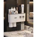 Çift Dispenserli Diş Macunu Sıkacağı 6 Fırçalık Bardaklı Banyo Organizer