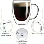Çift Duvarlı Cam Kahve Fincanı 250Ml (2’Li Set) – Dayanıklı, Mikrodalga Bulaşık Makinesi Uyumlu, & Soğuk İçecekler İçin