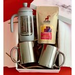 Çift Gümüş Kupa French Press & Filtre Kahve Sevgiliye Hediye Seti