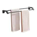 Çift Havlu Askısı Banyo nizer Duvara Monte Hiçbir Matkap Paslanmaz Çelik Duş Caddy Çift Çubuklu Siyah 80 cm Havlu ve Aksesuarları Depolama için Mükemmel