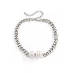 ÇİFT İNCİLİ ZİNCİR CHOKER KOLYE SİLVER