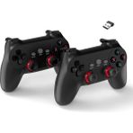 Çift Josystick 2.4g Kablosuz Oyun Kolu Pc Uyumlu Pilli Joystick Wireless Gamepad USB Dongle Bağlantı Kaymaz Tasarım 0019 Siyah (0019 - Çiftli Siyah)
