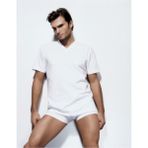 Çift Kaplan 2 Adet Erkek Beyaz Süprem V Yaka T-Shirt Fanila Abnçk 945 - XL