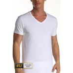 Çift Kaplan Erkek Elastanlı V Yaka Beyaz T-Shirt 0956 6'lı Paket