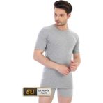 Çift Kaplan Erkek Ribana Bisiklet Yaka Gri Melanj T-Shirt 841 6'lı Paket - 3XL