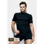 Çift Kaplan Erkek Süprem Amerikan Yaka Siyah T-Shirt 930 6'lı Paket