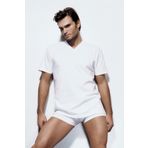 Çift Kaplan Erkek Süprem V Yaka Beyaz T-shirt 0945