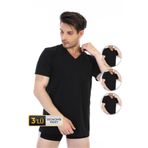Çift Kaplan Erkek Süprem V Yaka Siyah T-Shirt 945 3'lü Ekonomik Paket