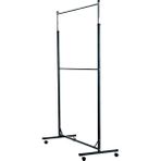 Çift Katlı Ayarlı Tekerlekli Stant, Elbise Askılığı, Mağaza Askılığı, Askılık 220X120 cm - Siyah