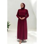 Çift Katlı Bağlama Detay Elbise 6003 Bordo - 44