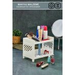 Çift Katlı Makyaj ve Banyo Malzemeleri Düzenleyici Organizer - Ahşap - Bej - Siyah