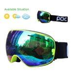 Çift Katmanlı Anti Sis Özellikli Uv Snowboard Kayak Gözlüğü yesil