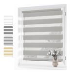 Çift Katmanlı Stor Perde 50x320cm Su Geçirmez Işık Filtreleme Kumaş Ayarlanabilir Zincir Mekanizması Pencereler ve Kapılar için Gündüz ve Gece Panjurları Açık Gri Gizlilik Gölgesi