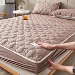 Çift Kırmızı kahverengi Pamuk Kapitone Lastikli Çarşaf Seti Leke ve Aşınmaya Dayanıklı 150x200 cm Yastık Kılıfları ve Yatak Koruyucu Dahil