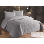 Çift Kişilik 3 Parça Ultrasonik Kapitoneli Yatak Örtüsü - Gri - 250 x 260 cm