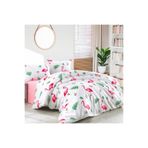 Çift Kişilik Çarşafı Lastikli Pamuklu Nevresim Takımı, Nevrsm_Set_CİFT_Flamingo+Pembe_Crsf