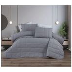 Çift Kişilik Çeyizlik Yatak Örtüsü 3'lü Set - Gri - 250 x 260 cm